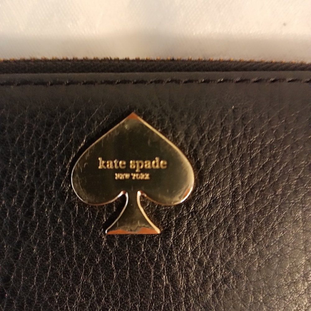Kate spade black pebbled leather zip around clutch wallet - Picture 5 of 7